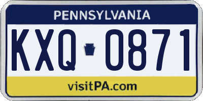 PA license plate KXQ0871