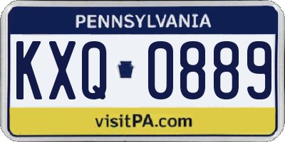 PA license plate KXQ0889