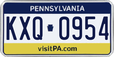 PA license plate KXQ0954