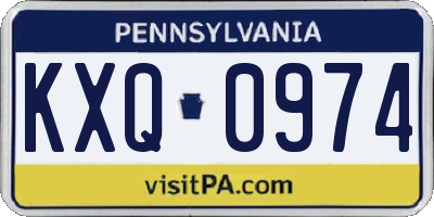 PA license plate KXQ0974