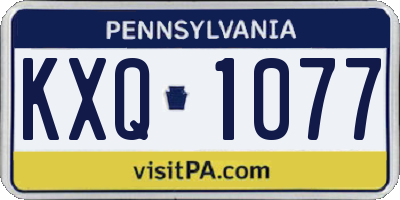 PA license plate KXQ1077