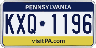 PA license plate KXQ1196