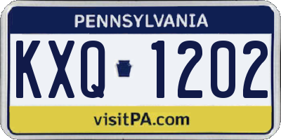 PA license plate KXQ1202