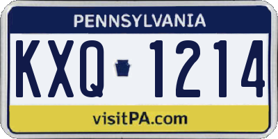 PA license plate KXQ1214