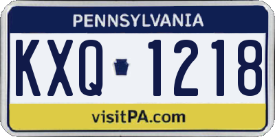 PA license plate KXQ1218