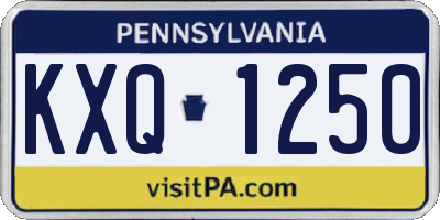 PA license plate KXQ1250