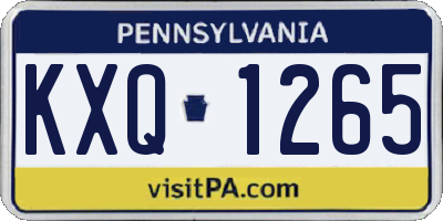 PA license plate KXQ1265