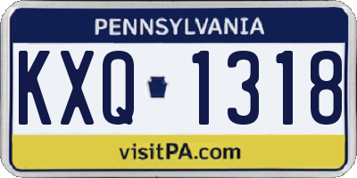 PA license plate KXQ1318