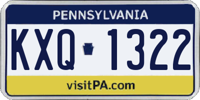 PA license plate KXQ1322