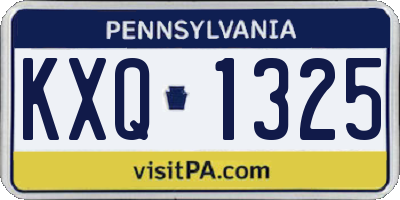PA license plate KXQ1325