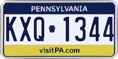 PA license plate KXQ1344