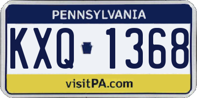 PA license plate KXQ1368