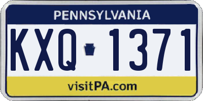 PA license plate KXQ1371