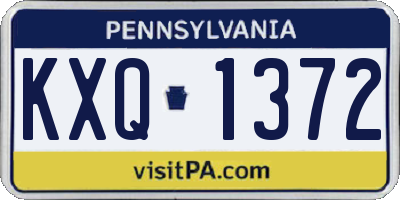PA license plate KXQ1372
