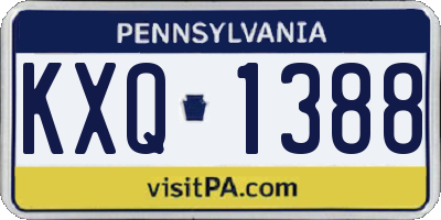 PA license plate KXQ1388