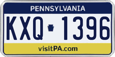 PA license plate KXQ1396