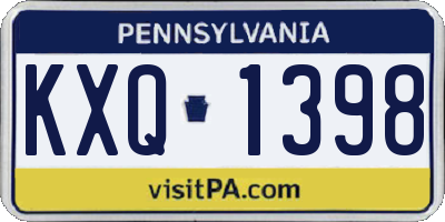 PA license plate KXQ1398