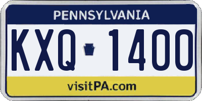 PA license plate KXQ1400