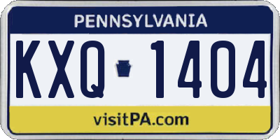 PA license plate KXQ1404