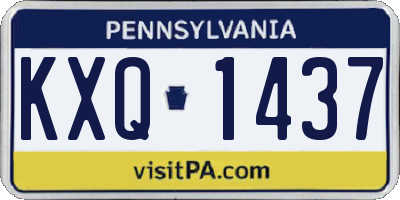 PA license plate KXQ1437