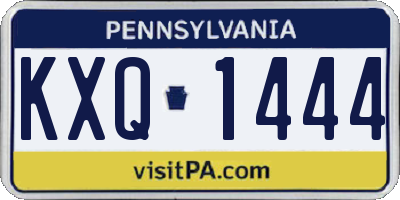 PA license plate KXQ1444