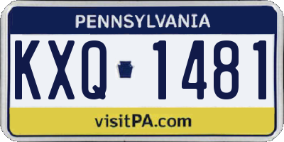 PA license plate KXQ1481