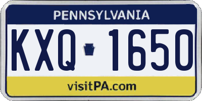 PA license plate KXQ1650