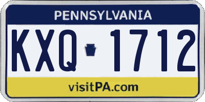 PA license plate KXQ1712