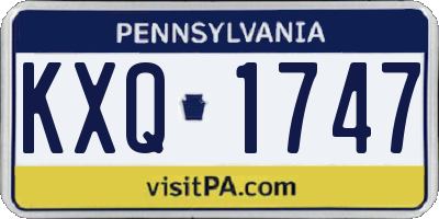 PA license plate KXQ1747