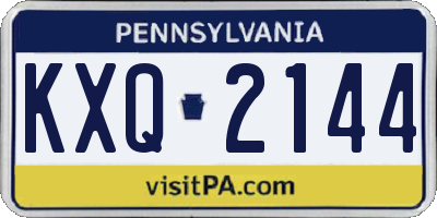 PA license plate KXQ2144