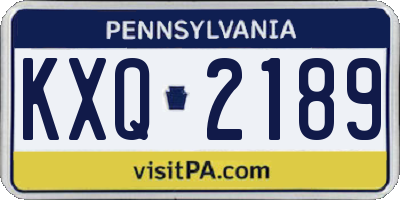 PA license plate KXQ2189