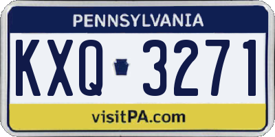 PA license plate KXQ3271