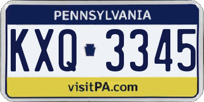 PA license plate KXQ3345