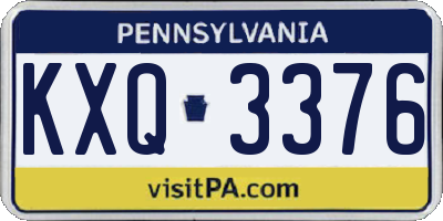 PA license plate KXQ3376