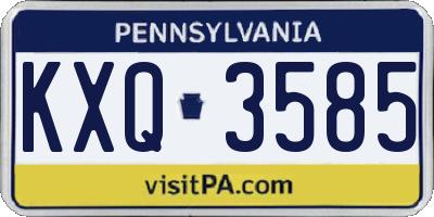 PA license plate KXQ3585