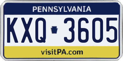 PA license plate KXQ3605