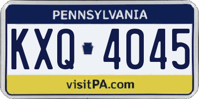 PA license plate KXQ4045