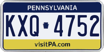 PA license plate KXQ4752