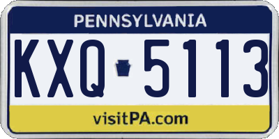 PA license plate KXQ5113