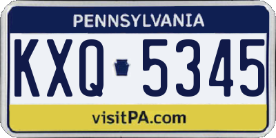PA license plate KXQ5345