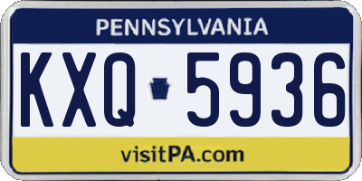 PA license plate KXQ5936