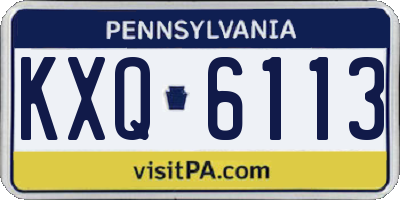 PA license plate KXQ6113