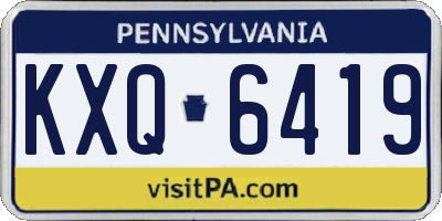 PA license plate KXQ6419