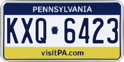 PA license plate KXQ6423