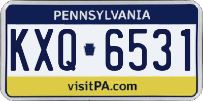 PA license plate KXQ6531