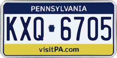 PA license plate KXQ6705