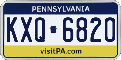 PA license plate KXQ6820