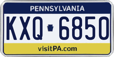 PA license plate KXQ6850