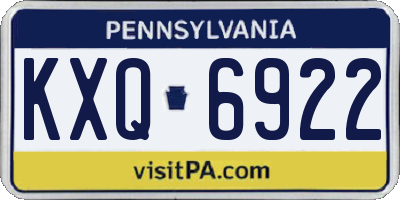 PA license plate KXQ6922