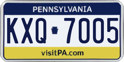 PA license plate KXQ7005